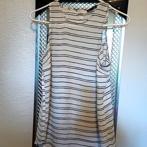Whowhatwear Sheer Cream/white with Black stripes, sleeveless blouse
